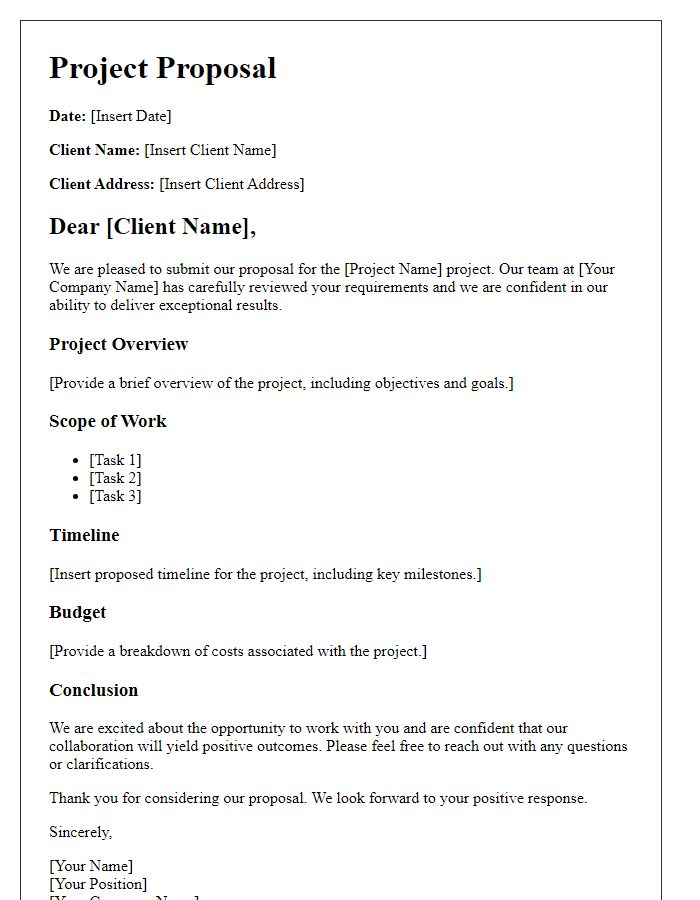 Letter template of client project proposal