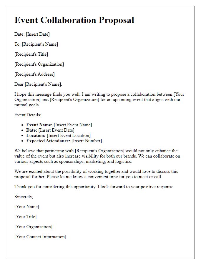 Letter template of event collaboration proposal