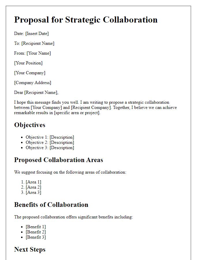 Letter template of strategic collaboration proposal