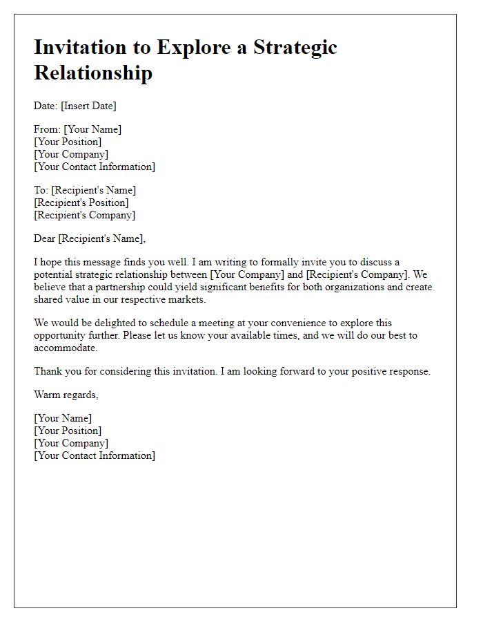 Letter template of strategic relationship invitation