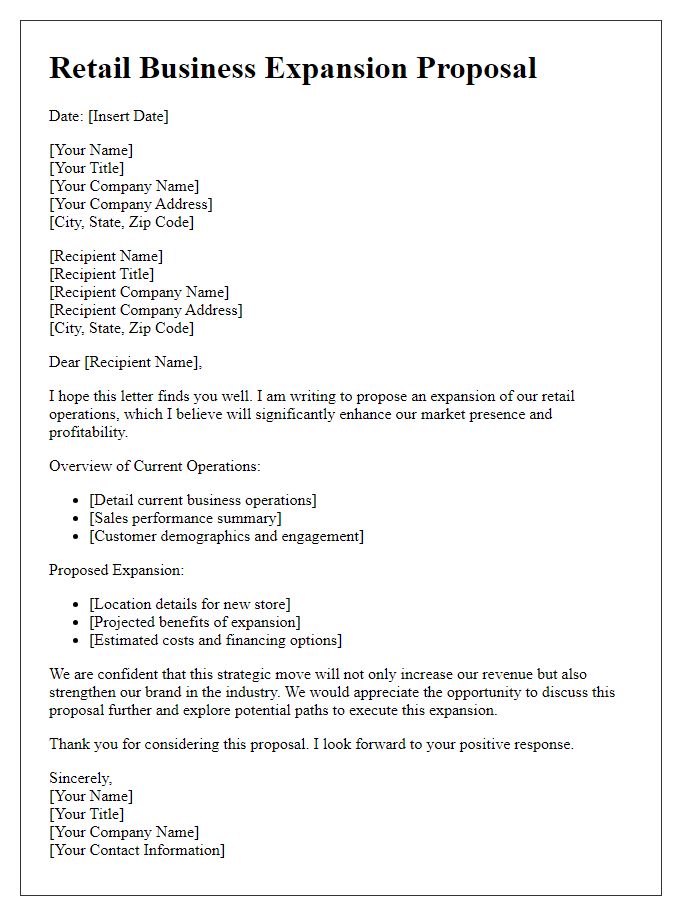 Letter template of retail business expansion proposal.