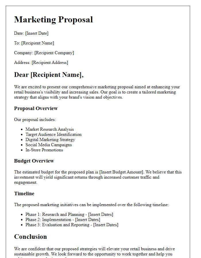 Letter template of retail business marketing proposal.