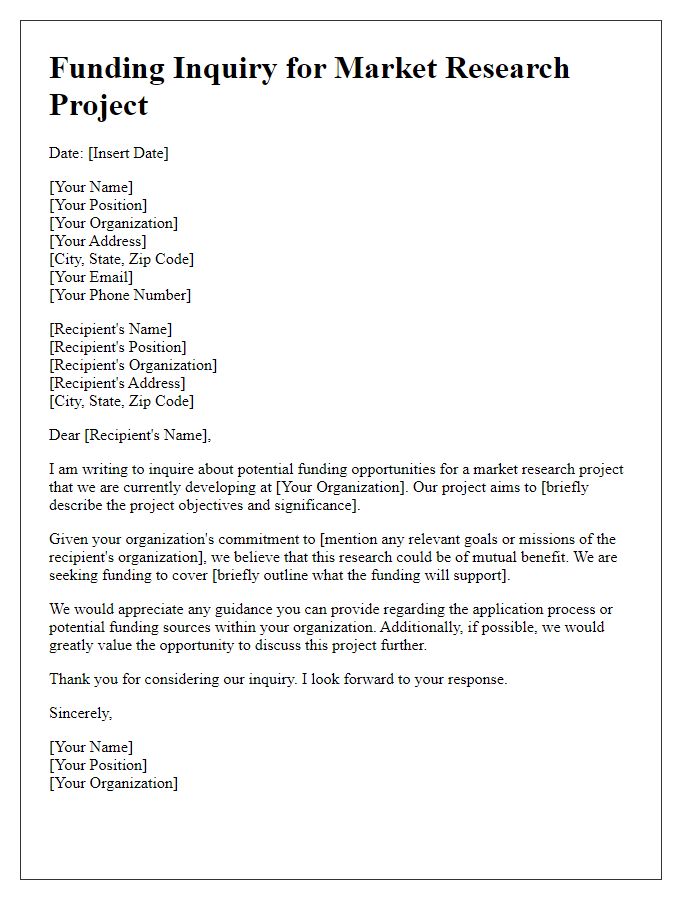 Letter template of funding inquiry for market research projects