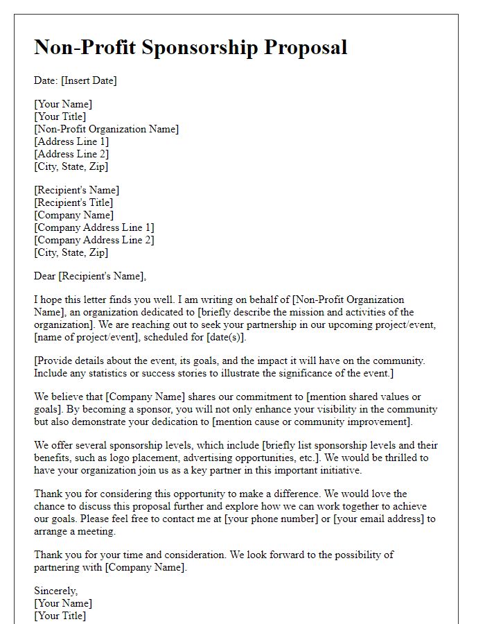 Letter template of non-profit sponsorship proposal letter