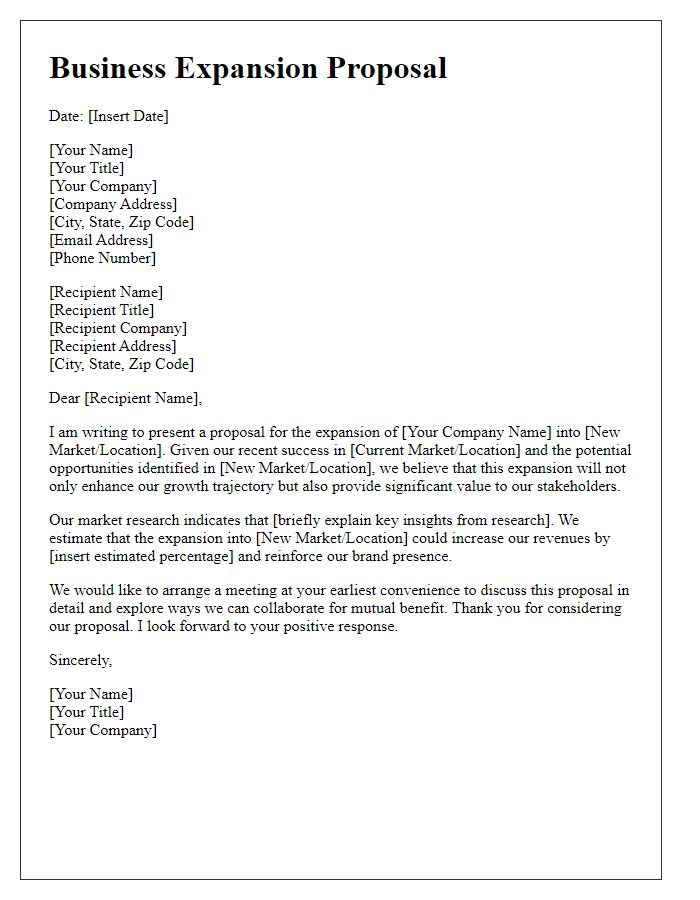 Letter template of business expansion proposal introduction