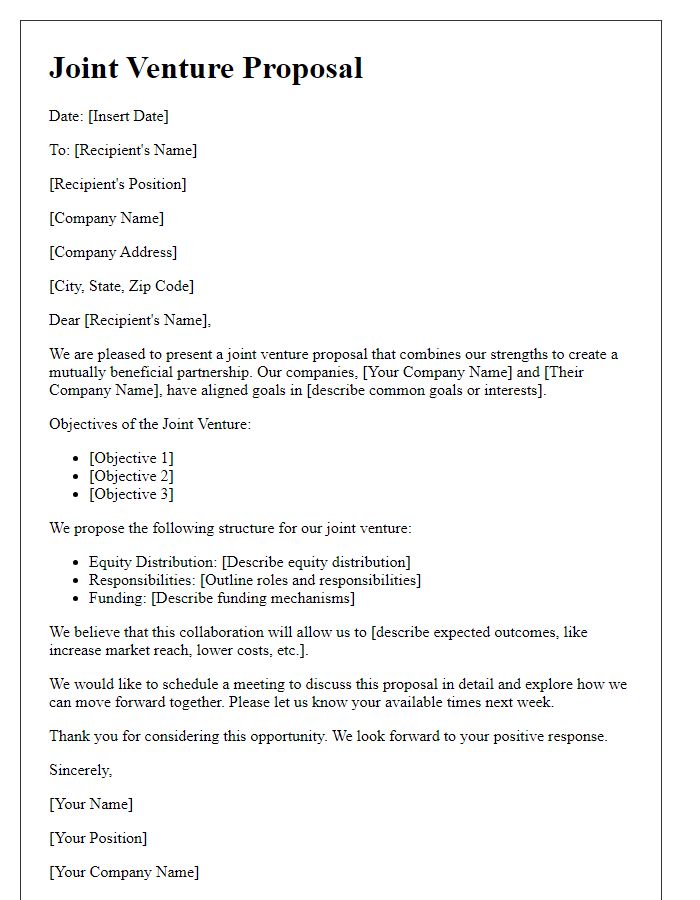 Letter template of joint venture business proposal