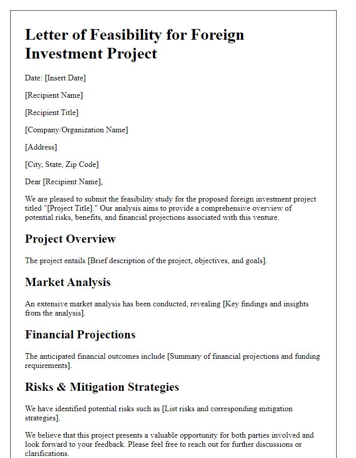 Letter template of foreign investment project feasibility