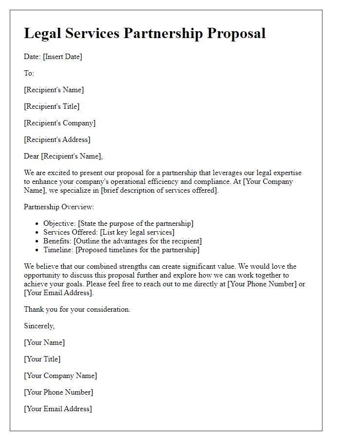 Letter template of Legal Services Partnership Proposal