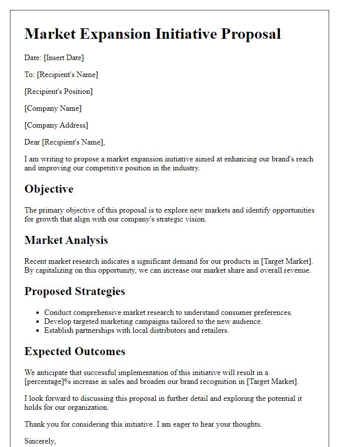 Letter template of market expansion initiative proposal