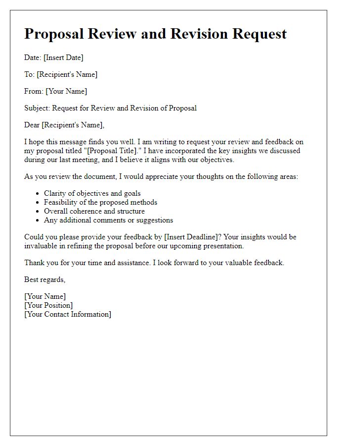 Letter template of proposal review and revision request