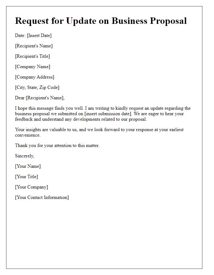 Letter template of request for business proposal updates