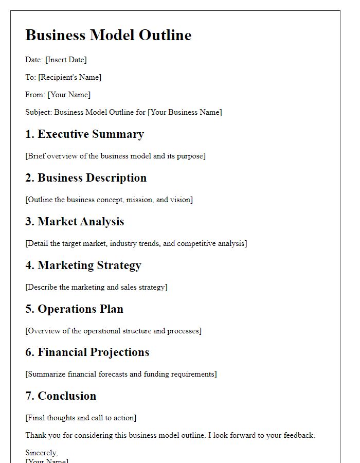 Letter template of business model outline