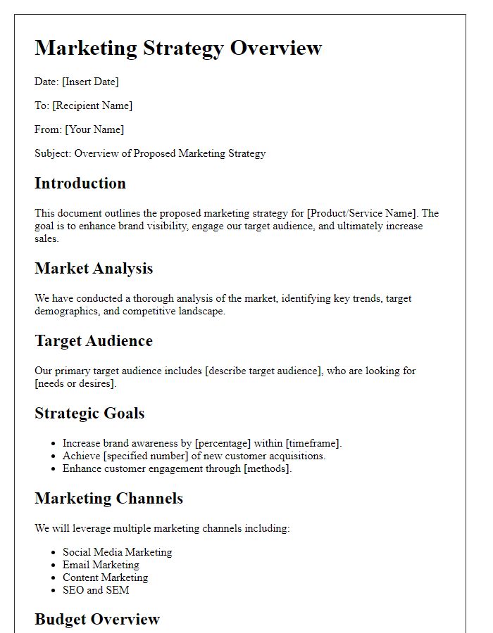 Letter template of marketing strategy overview