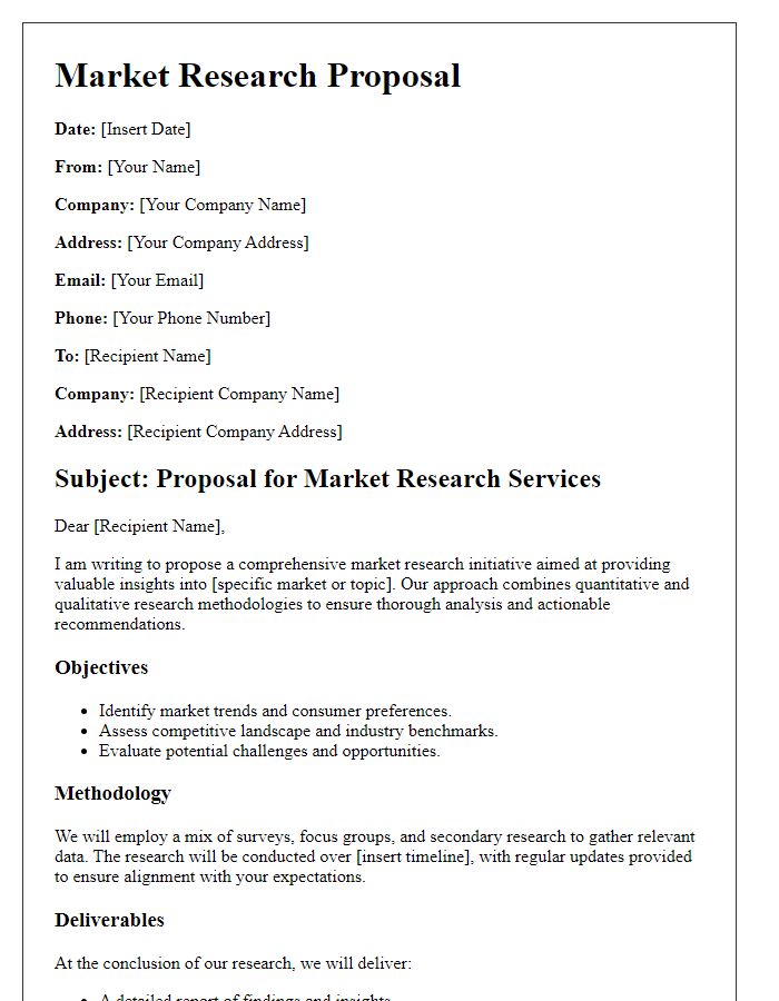 Letter template of market research proposal