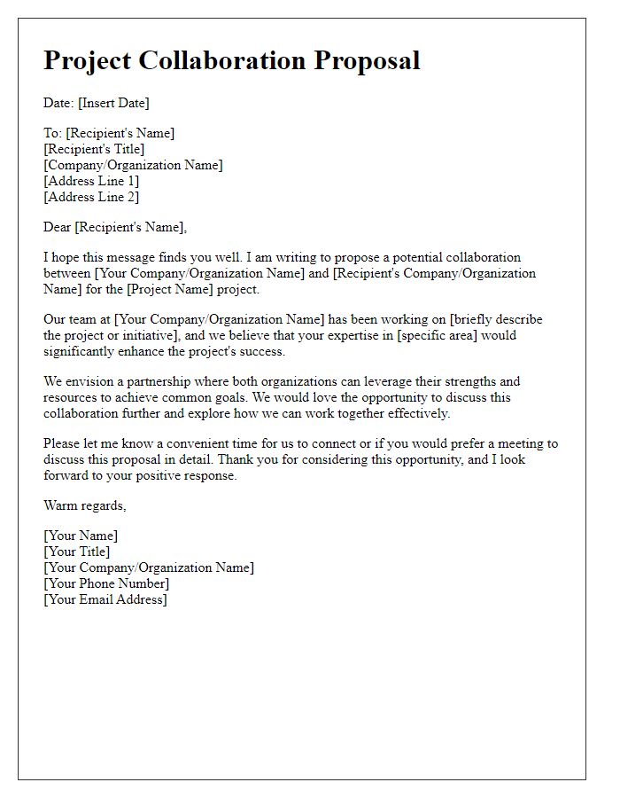 Letter template of project collaboration proposal