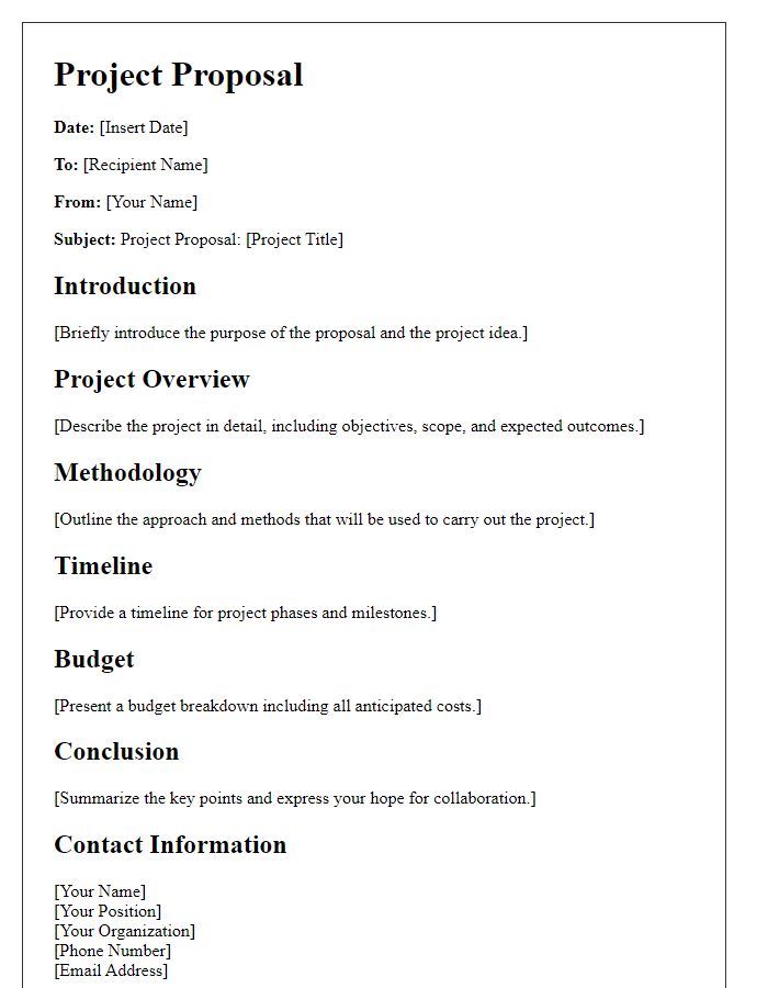 Letter template of project proposal framework.