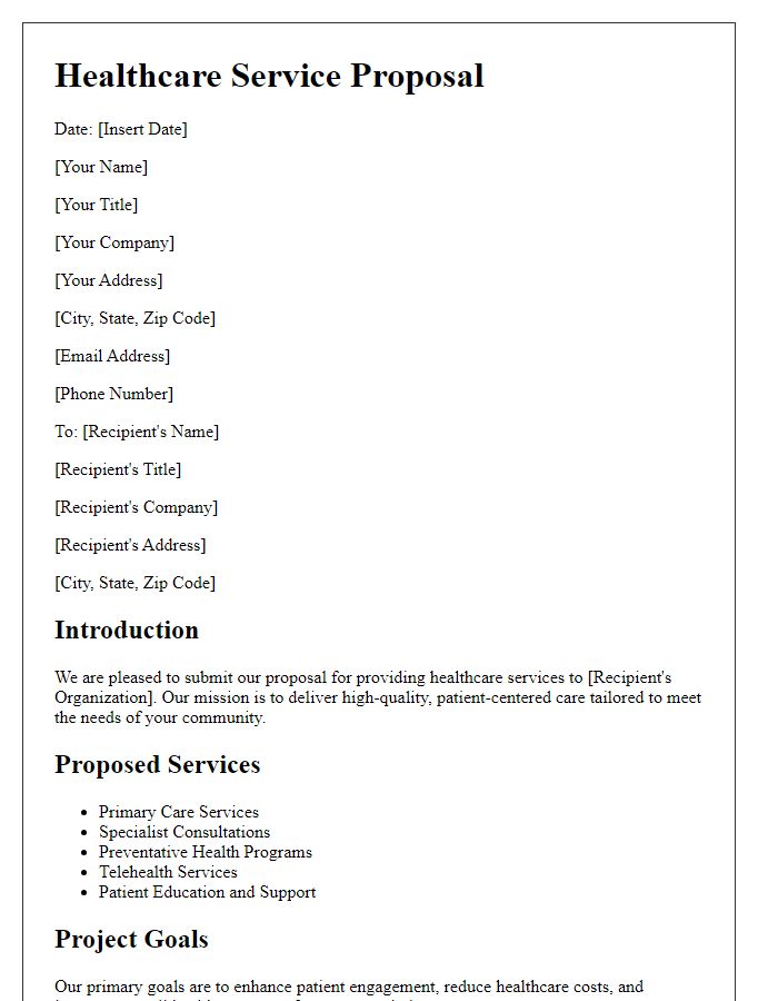 Letter template of healthcare service proposal