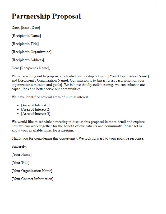 Letter template of medical partnership proposal