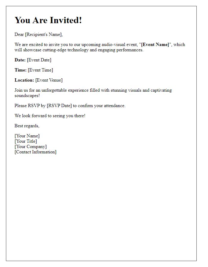 Letter template of an audio-visual event management invite