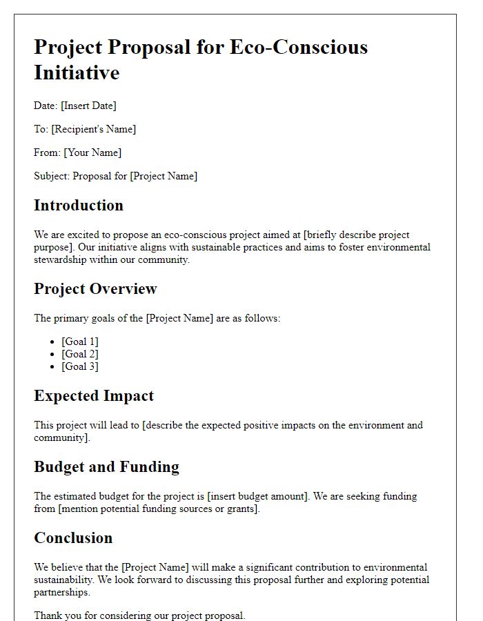 Letter template of eco-conscious project proposal