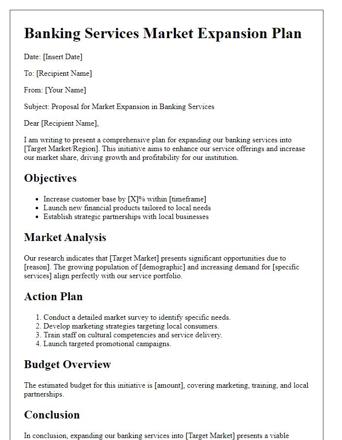 Letter template of banking services market expansion plan