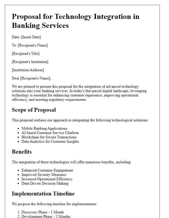 Letter template of banking services technology integration proposal