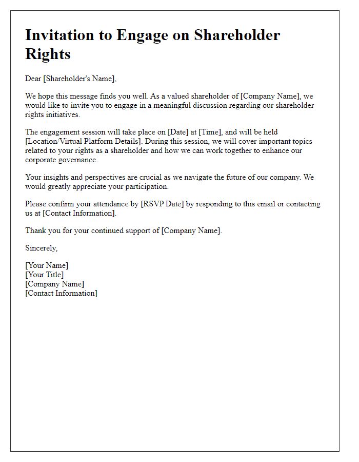 Letter template of shareholder rights engagement invitation.