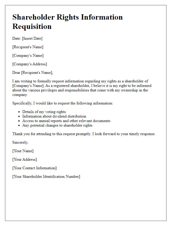 Letter template of shareholder rights information requisition.