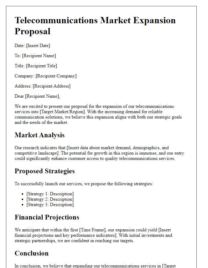 Letter template of telecommunications market expansion proposal