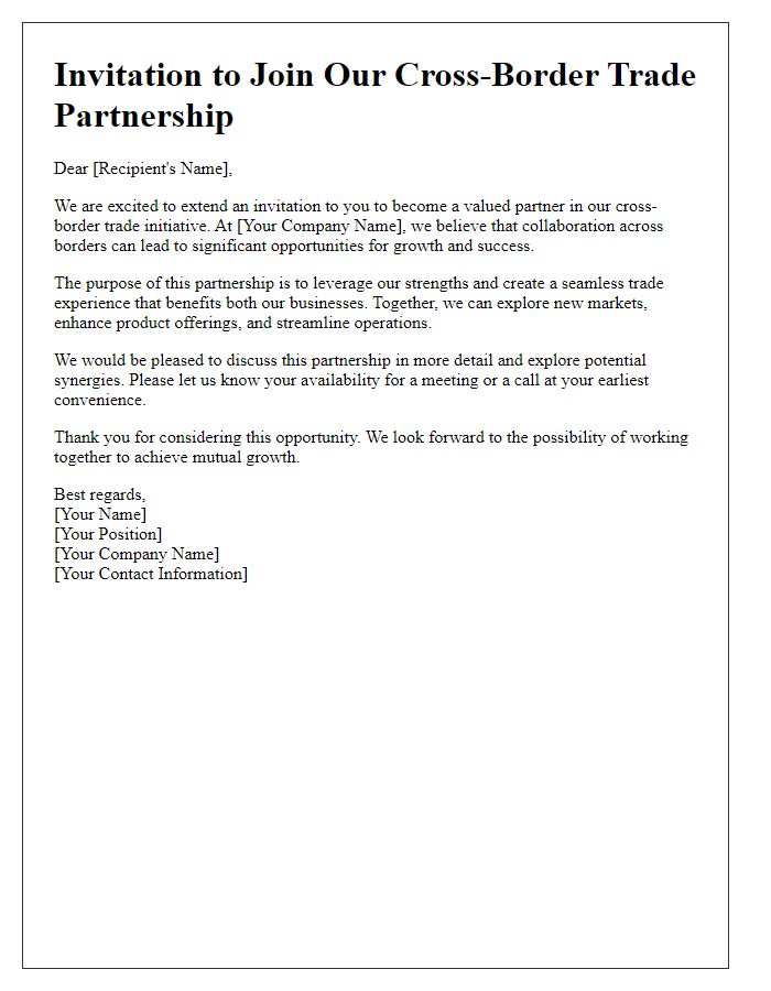 Letter template of Cross-Border Trade Partnership Invitation