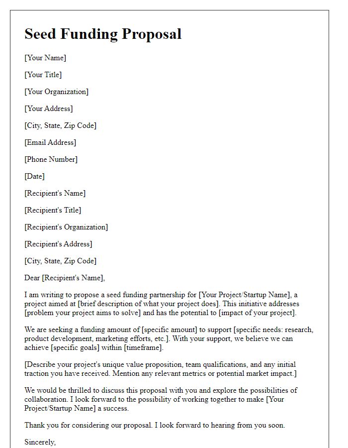 Letter template of proposal for seed funding