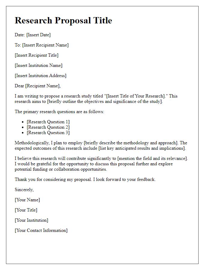 Letter template of academic research proposal