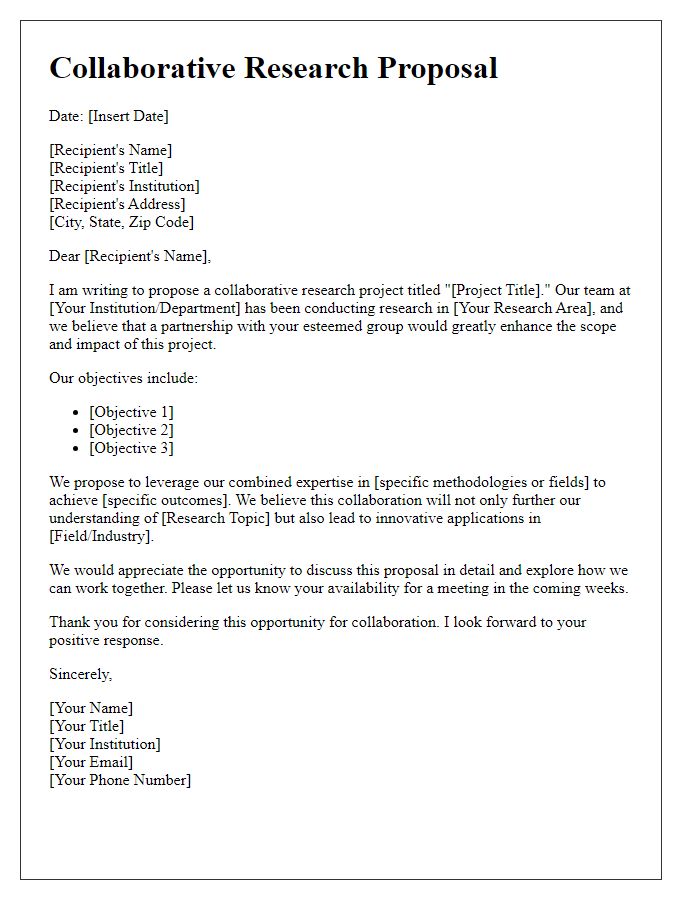 Letter template of collaborative research proposal