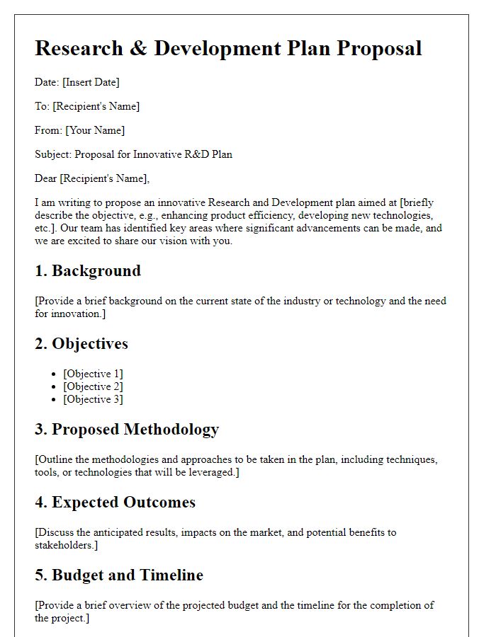 Letter template of innovative R&D plan proposal