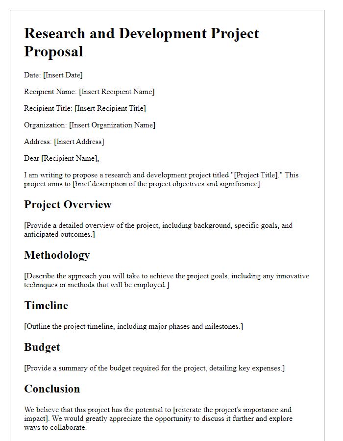 Letter template of research and development project proposal