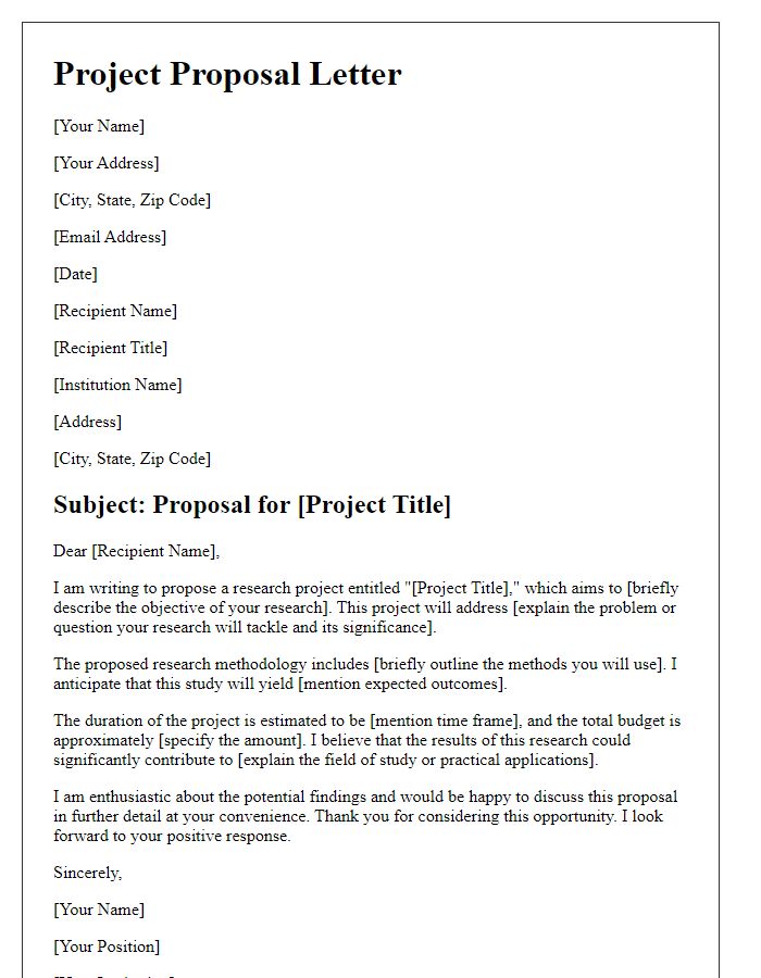 Letter template of scientific research project proposal