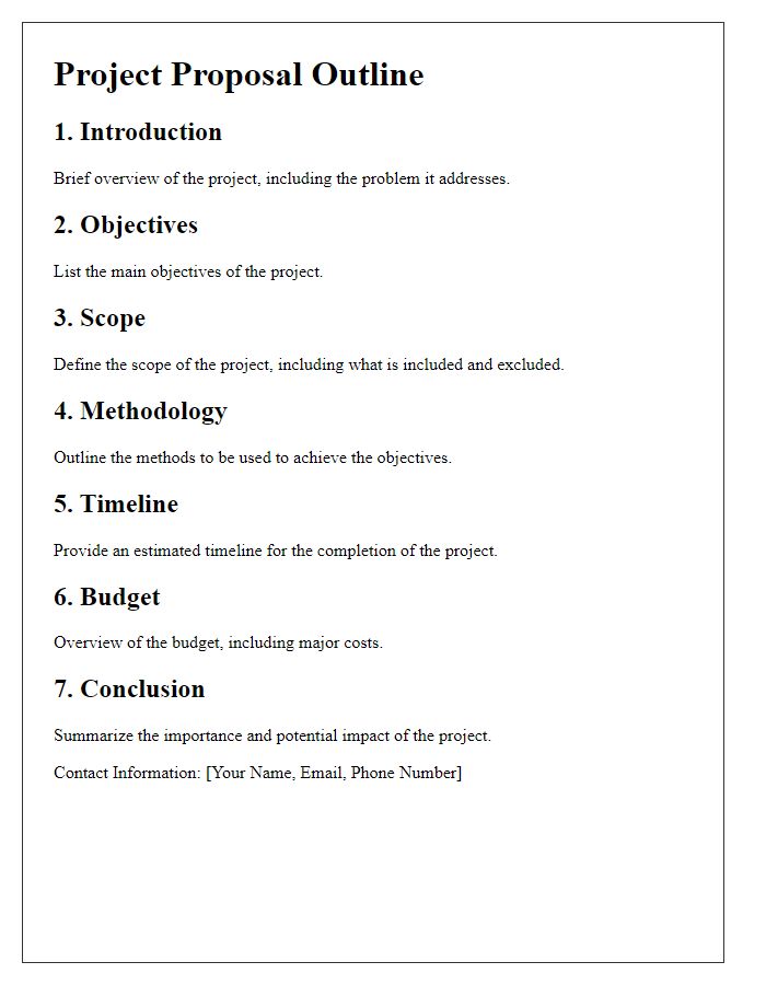 Letter template of a concise project proposal outline.