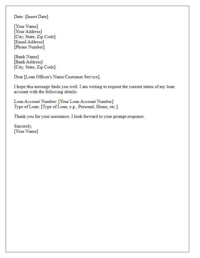 Letter template of request for current loan account status