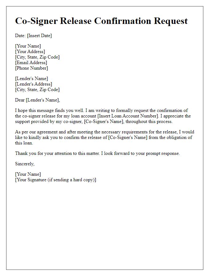 Letter template of co-signer release confirmation request