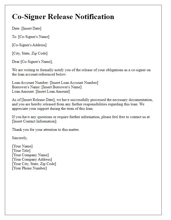 Letter template of co-signer release notification