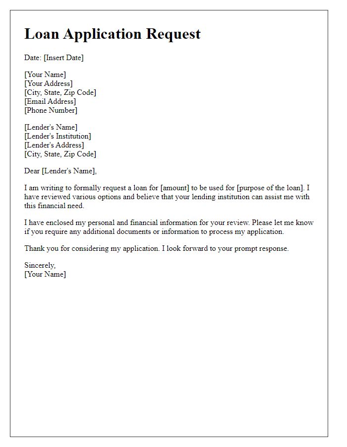 Letter template of united loan application request