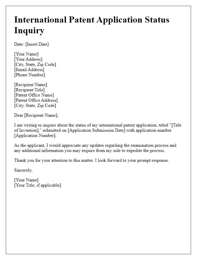 Letter template of international patent application status inquiry