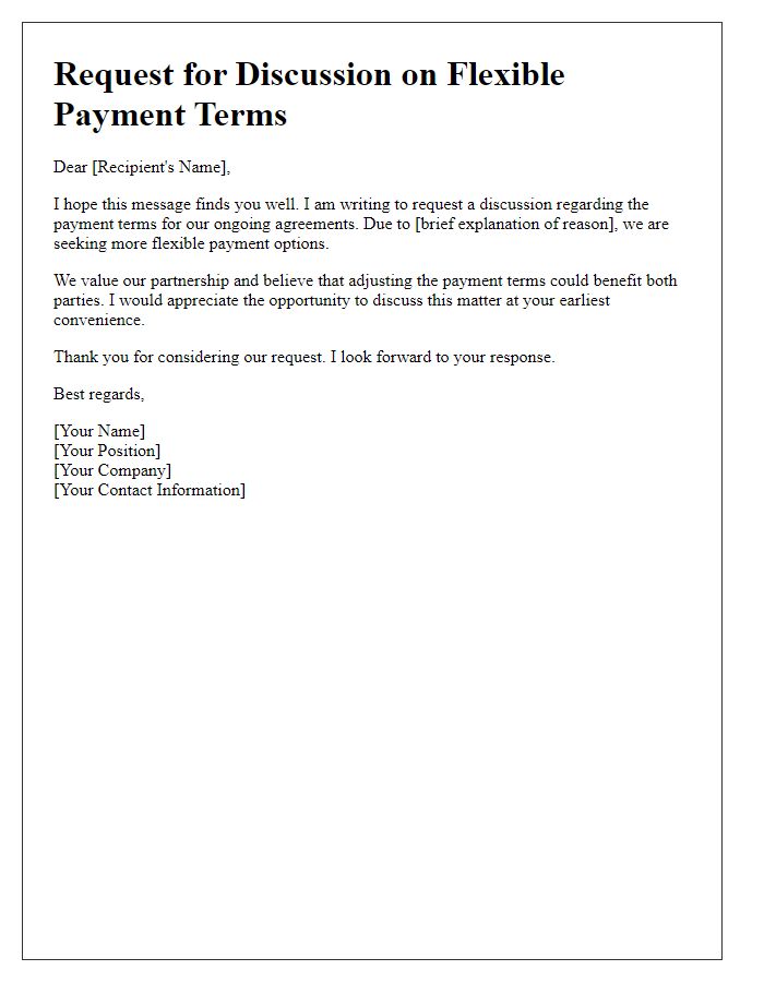 Letter template of flexible payment terms discussion request