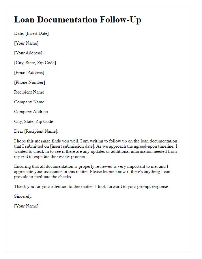 Letter template of follow-up on loan documentation checks