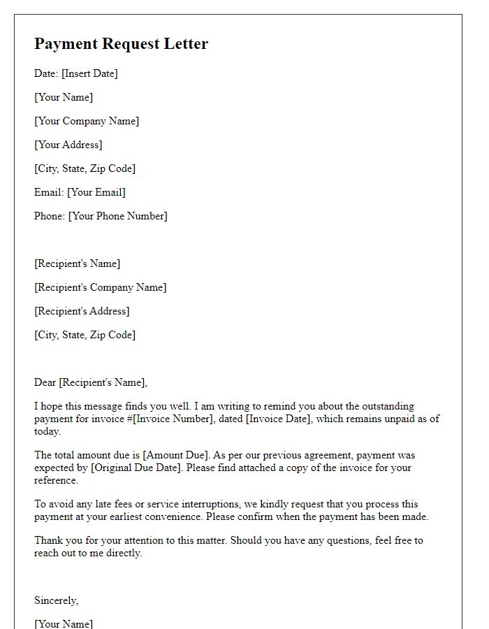 Letter template of swift payment request for unpaid invoices.