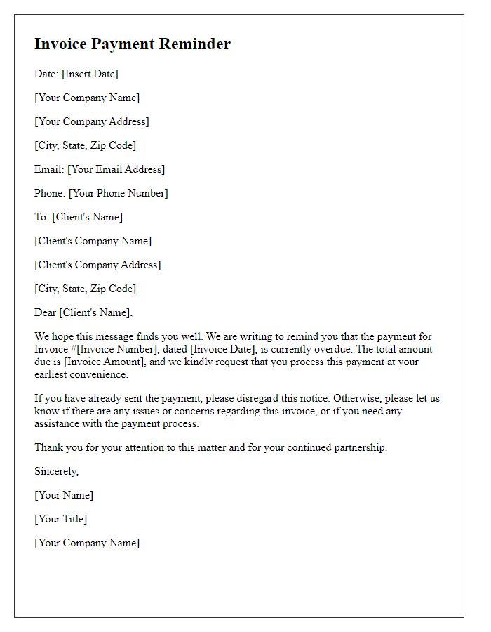 Letter template of notice for delayed invoice payment request