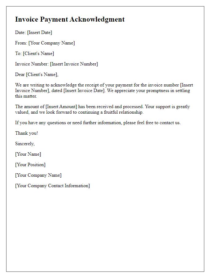 Letter template of invoice payment acknowledgment.