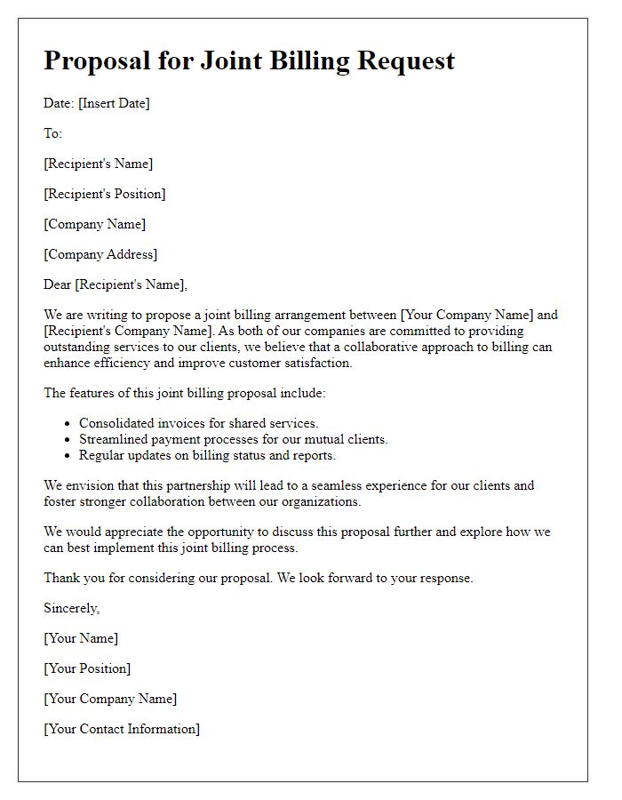 Letter template of proposal for joint billing request