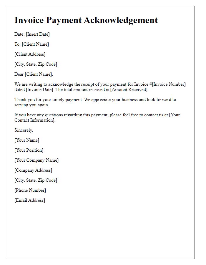 Letter template of invoice payment acknowledgement