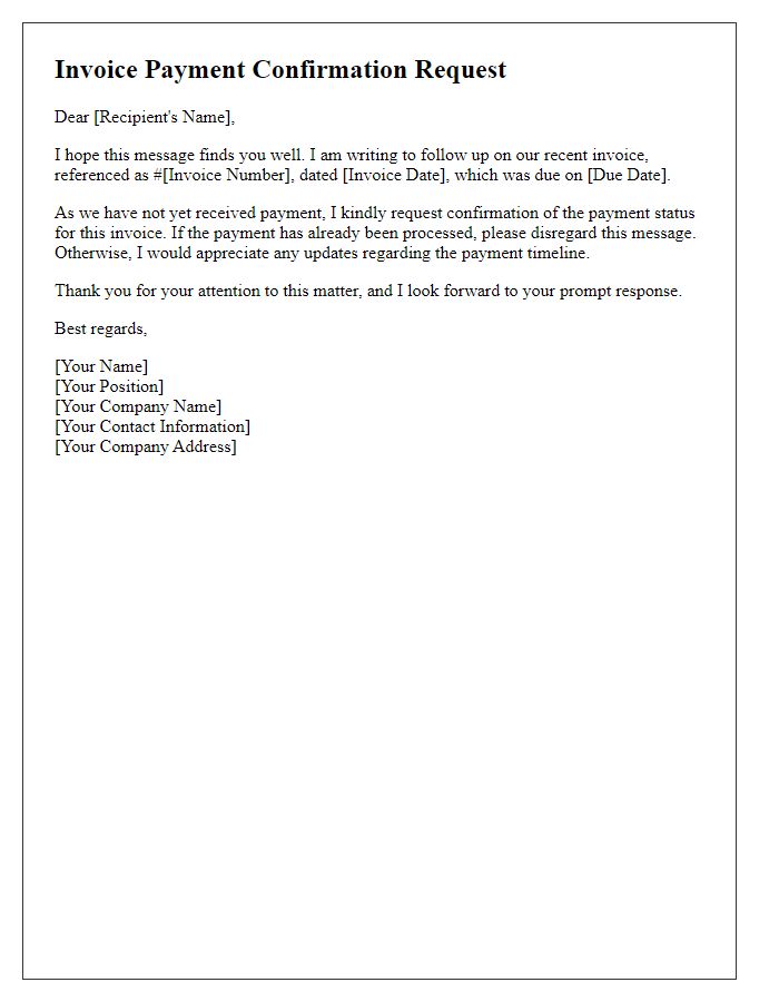 Letter template of invoice payment confirmation request